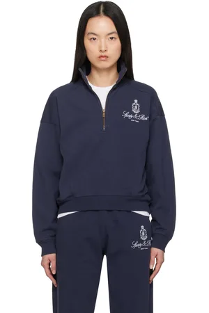 Sporty & Rich Navy Vendome Quarter Zip Sweatshirt