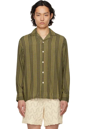 Oas Yellow & Brown Regalia Viscose Long Sleeve Shirt
