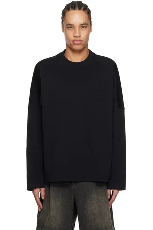 WOOYOUNGMI Black Shoulder Cut Long Sleeve T-shirt