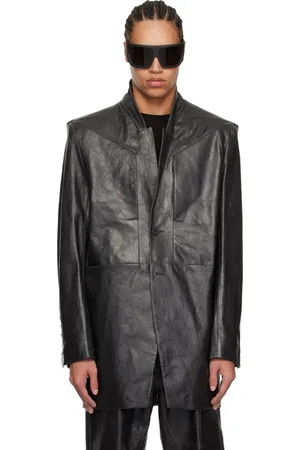 Rick Owens Black Hollywood Lido Leather Jacket