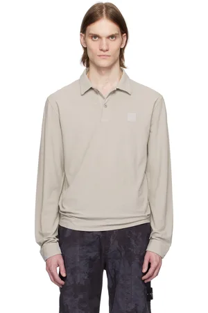 Stone Island Gray Crepe Cotton Jersey Ghost Polo