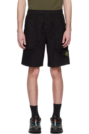 Stone Island Black Stretch Cotton Tela Paracadute Shorts