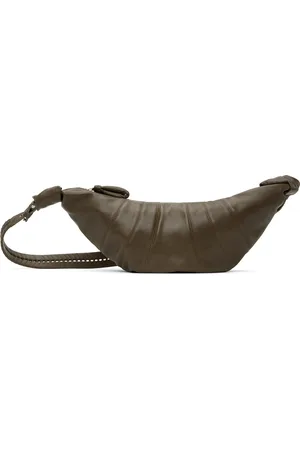 LEMAIRE Khaki Woven Laced Medium Croissant Bag