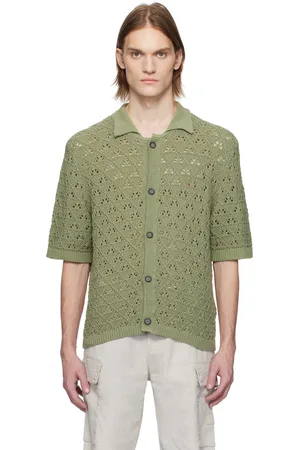 HUGO BOSS Green Knitted Cotton Polo