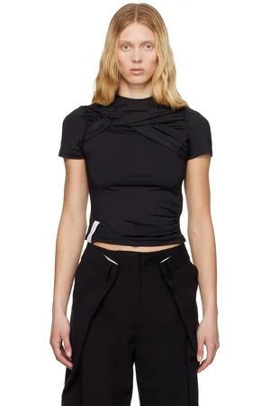 Rokh Black Twisted Knot Half Sleeve T-shirt