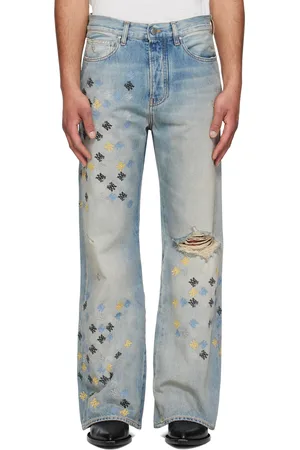 AMIRI Blue MA Quad Embroidered Flare Jeans