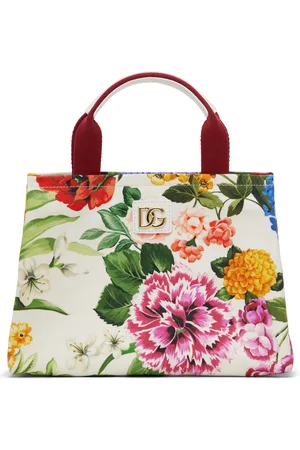 Dolce & Gabbana Kids White Floral Print Canvas Tote