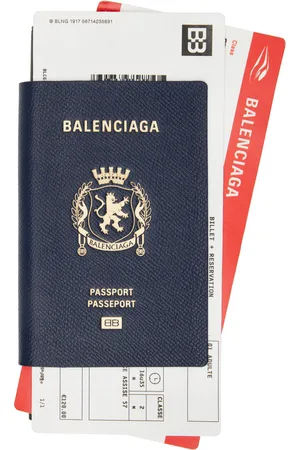 Balenciaga Navy Passport Long 2 Tickets Wallet