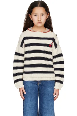 BONPOINT Kids Off-White & Navy Ereni Striped Sweater
