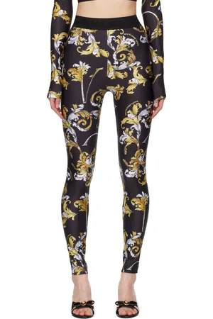 VERSACE Black Outline Barocco Leggings