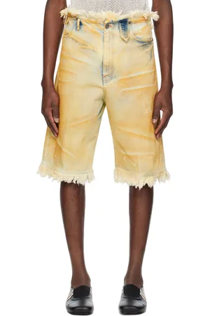 EgonLab Beige Raw Edges Denim Shorts