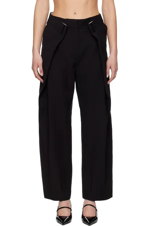 Rokh Black Pleated Wide Trousers