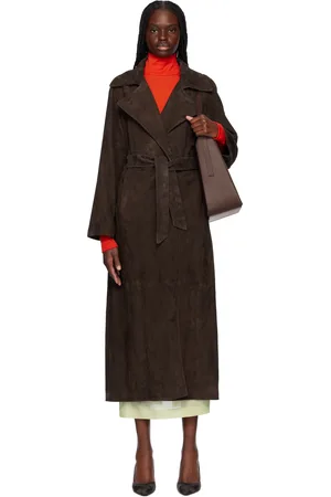 Nour Hammour Brown Althea Belted Suede Coat
