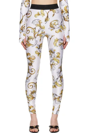 VERSACE White Outline Barocco Leggings