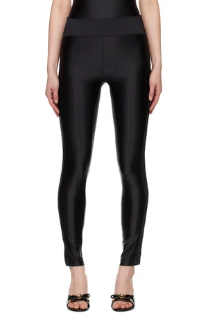 VERSACE Black Logo Trim Leggings