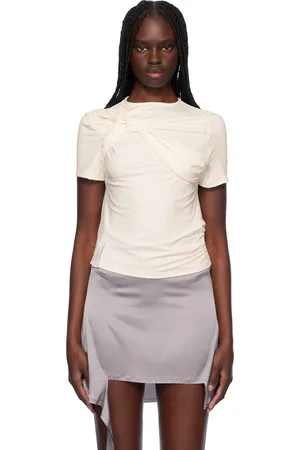 Rokh Off-White Twisted Knot Half Sleeve T-shirt