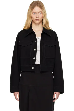 LEMAIRE Black Two Pocket Cropped Denim Jacket