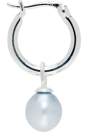 Hatton Labs SSENSE Exclusive Silver Pearl Hoop Single Earring