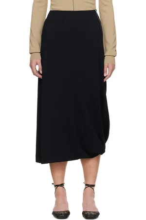 LEMAIRE Black Twisted Hem Midi Skirt
