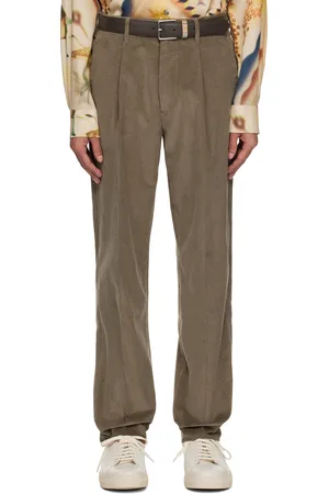 Paul Smith Brown Tapered-Fit Pleated Corduroy Trousers