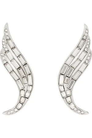 Jil Sander Silver Crystal Wing Earrings