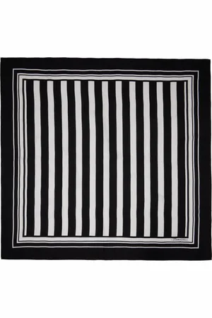 Dolce & Gabbana Black & White Striped-Print Silk Twill Scarf