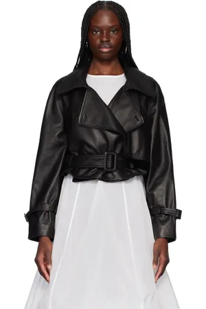 Nour Hammour Black Hatti Cropped Leather Jacket