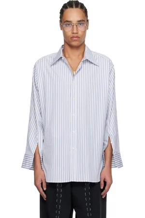 Maison Margiela White & Blue Stripe Cotton Shirt