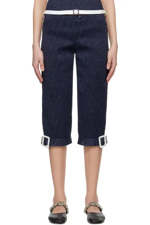 SUPER YAYA Navy Pantacourt With Belts Trousers