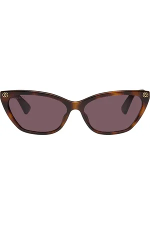 Gucci Brown Light Acetate GG Cat Eye Sunglasses