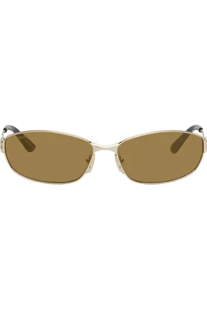 Balenciaga Gold Mercury Rectangular Metal Sunglasses