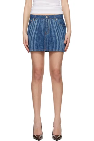 Jean Paul Gaultier Blue Spiral Denim Miniskirt