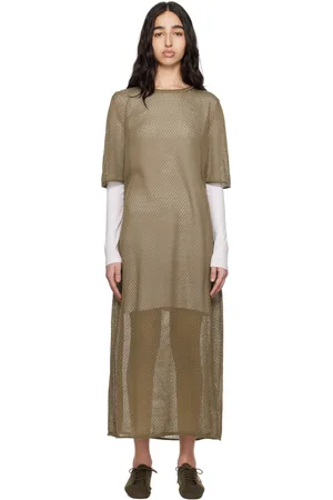 Lauren Manoogian Khaki Pointelle Maxi Dress