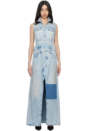 Maison Margiela Blue Paneled Denim Maxi Dress