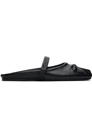 Marni Black Nappa Leather Little Bow Sabot Slippers