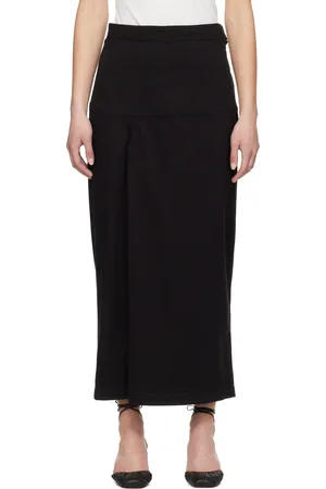 LEMAIRE Black Slit Denim Midi Skirt