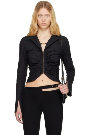 VERSACE Black Institutional Logo Ruched Shirt