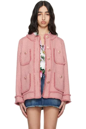 Dolce & Gabbana Pink Single-Breasted Raschel Tweed Jacket