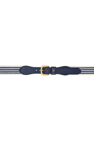 VALENTINO GARAVANI Navy & White VLogo Signature Belt