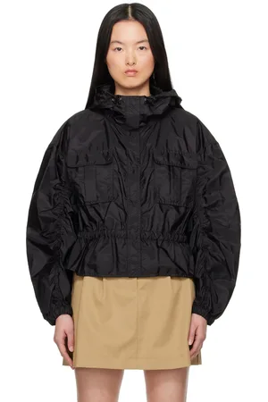 Moncler Black Curton Hooded Peplum Jacket