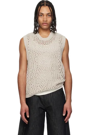 Coor Beige Organic Crochet Knit Vest