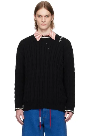 Marni Black Dishevelled Cable Sweater