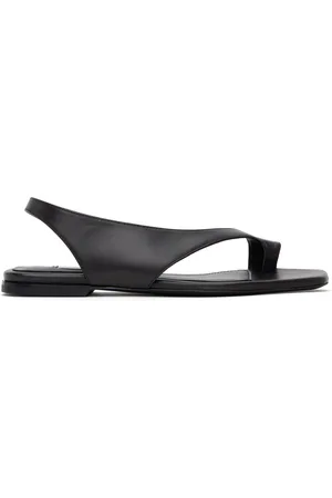 Totême Black Leather Thong Sandals