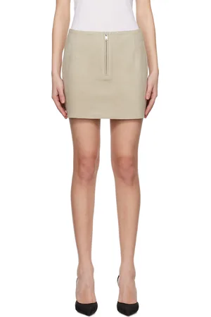 REMAIN Birger Christensen Beige Bonded Leather Miniskirt