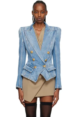 Balmain Blue Tailored Denim Jacket