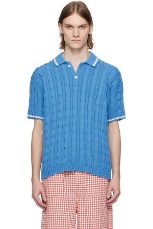 Marni Blue Dishevelled Cable Polo