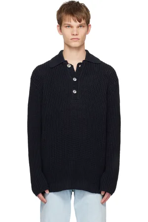 OUR LEGACY Navy Big Piquet Polo