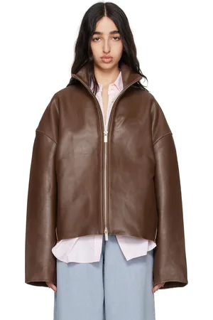 REMAIN Birger Christensen Brown Bonded Leather Jacket