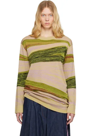 DRIES VAN NOTEN Green & Pink Striped Sweater