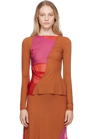 Paula Canovas Del Vas Pink & Tan Paneled Long Sleeve T-Shirt